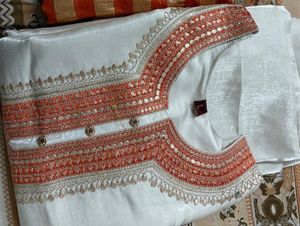 Elegant White Kurta Set with Orange Dupatta
