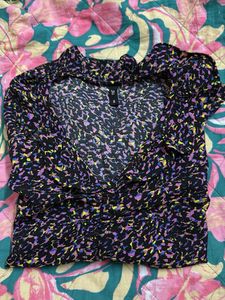 Abstract Print Long Sleeve Top