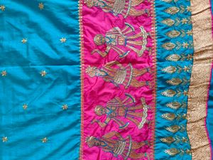 Vibrant Silk Saree with Embroidered Motifs