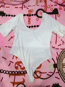 White Ribbed Bodysuit