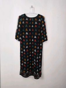 Black Colour Triangles Printed Kurta with Dupatta