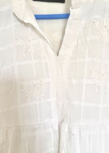 White Embroidered Tiered Dress