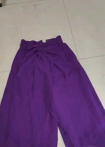 Purple Tie-Waist Palazzo Pants