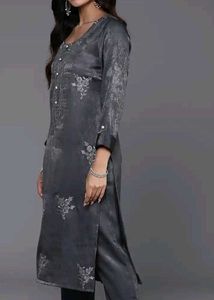 Elegant gray Kurta Set with Dupatta