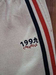 Cream Joggers with Side Stripes