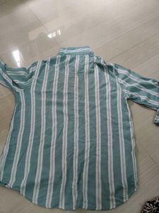 Striped V-Neck Button-Up Tunic Top