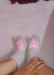Cute Gray Socks with Graphic Design