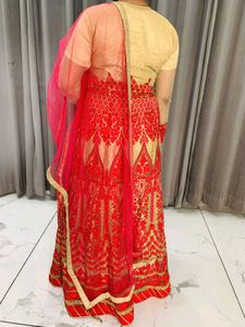 Ethnic Wedding Gown With Duppata And Lagging