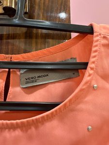 Peach Embellished Sleeveless Top