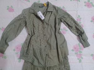 Olive Green Eyelet Co-ord Set