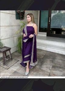 Elegant Purple Kurti Pant Set with dupatta