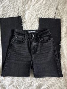 Black High-Waisted Straight Leg Jeans