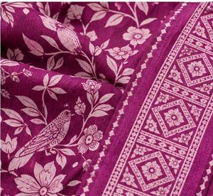 Elegant Teal &amp; Purple Printed Saree with Blouse