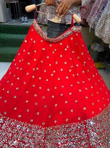 Stunning Red Sequined Lehenga Choli