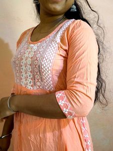 Peach Kurta with Leggings Set