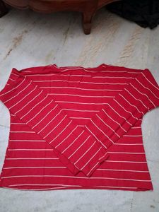 Red Striped Cropped Long Sleeve Top