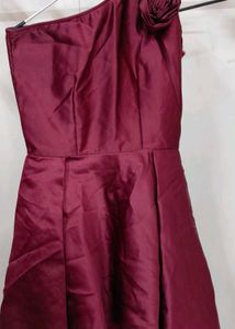 Burgundy one shoulder up down frock