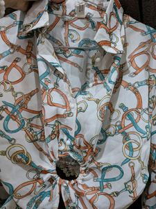 Stylish Belt Print Crop Shirt