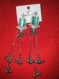 Elegant Teal Gemstone Drop Earrings
