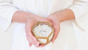 Gold &amp; Glass Hexagon jewellery Box