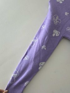 size s Cute Purple Mushroom Knit Sweater