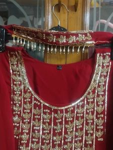 Elegant Red Embroidered Ethnic Gown