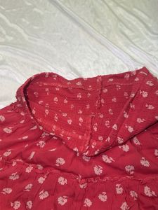 Red Floral Tiered Mini Skirt🌊🦩