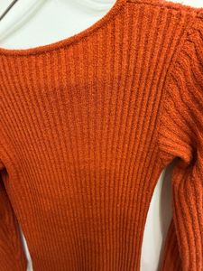 Ribbed Knit Long Sleeve Midi Dress