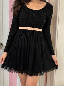 Chic Black Tulle Dress with Bow