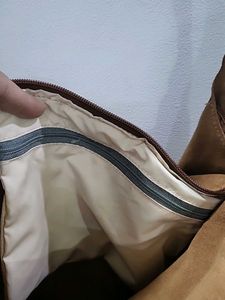 Tan real sued leather bag