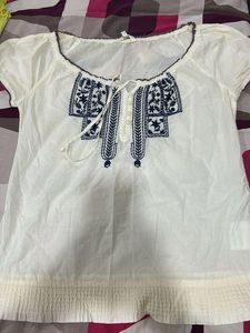 Embroidered White Boho Blouse