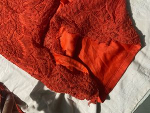 Orange Short Lace Mini Dress