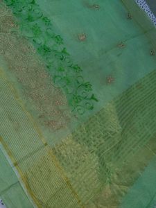 Green Embroidered Saree