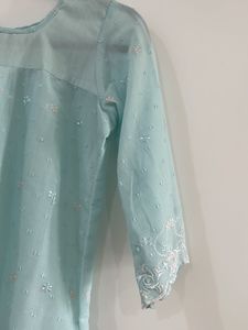 Sky Blue Chikan Top