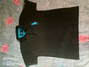 Classic Black Polo Shirt with Teal Accents