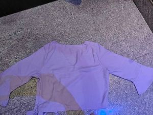 Lilac Button-Down Crop Top