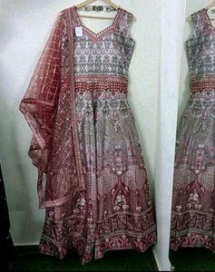Embroidered gown with Dupatta