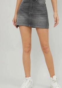 Gray Denim Mini Skirt