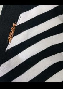 Striped Cold Shoulder V-Neck Top