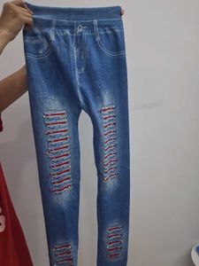 Distressed Denim Look jeggings