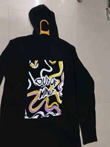 Black Graphic Print Hoodie