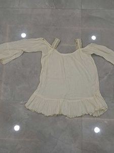 Boho Off-Shoulder Cream Tunic Top