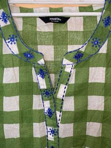 Green Checkered Kurta