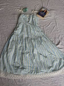 Striped Sundress with Lace Trim