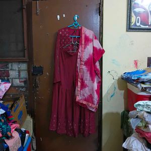 Maroon Kurta sharara Set with Dupatta