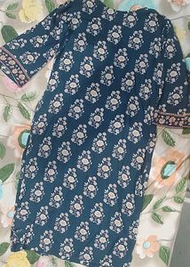 Elegant Teal Floral Print kurta