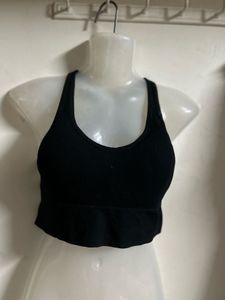 Black Ribbed Sports Bra