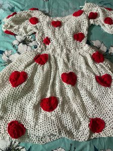 White Crochet Heart Tunic &amp; Dress Set couple dres