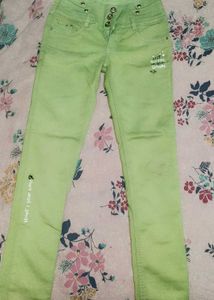 Lime Green High-Waisted Jeans