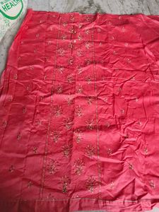 Beautiful Pink Kurta pant material with Embroidery